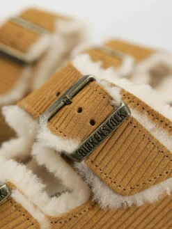 Birkenstock Arizona Fell Suede Leather Fur Narrow Wmn Flip Flops