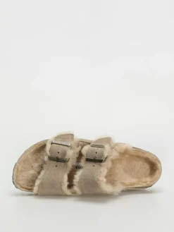 Birkenstock Arizona Shearling Suede Leather Fur Narrow Flip flops Wmn