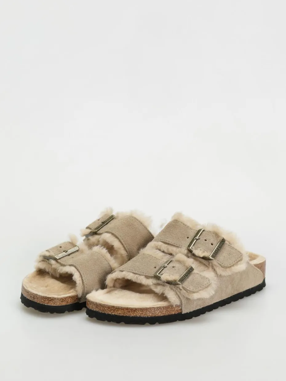 Birkenstock Arizona Shearling Suede Leather Fur Narrow Flip flops Wmn