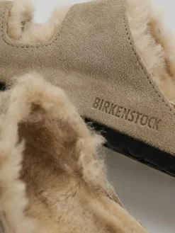 Birkenstock Arizona Shearling Suede Leather Fur Narrow Flip flops Wmn