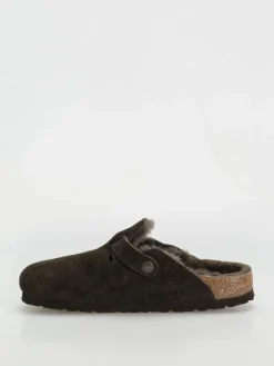 Birkenstock Boston Shearling Suede Leather Fur Narrow Wmn Flip Flops