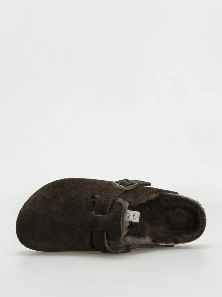 Birkenstock Boston Shearling Suede Leather Fur Narrow Wmn Flip Flops