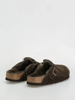 Birkenstock Boston Shearling Suede Leather Fur Narrow Wmn Flip Flops