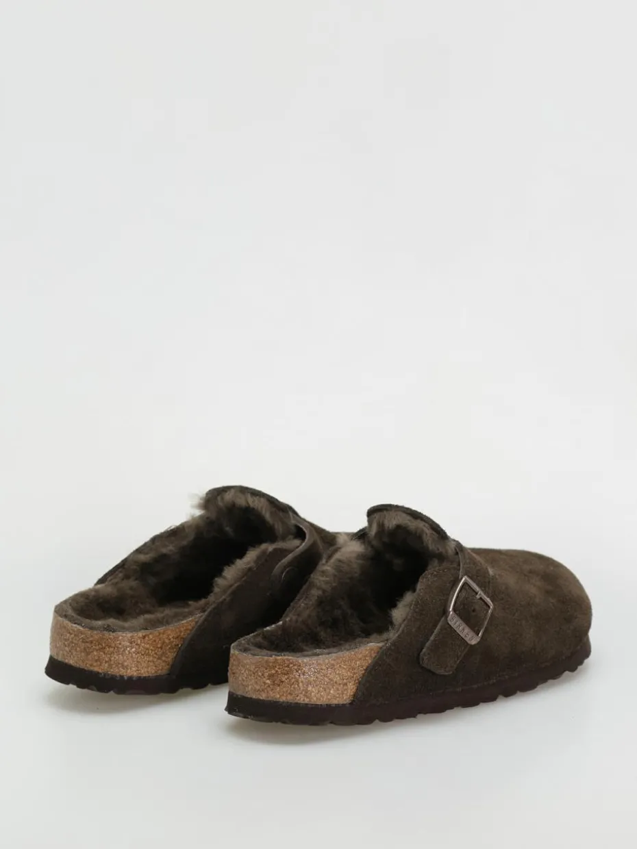 Birkenstock Boston Shearling Suede Leather Fur Narrow Wmn Flip Flops