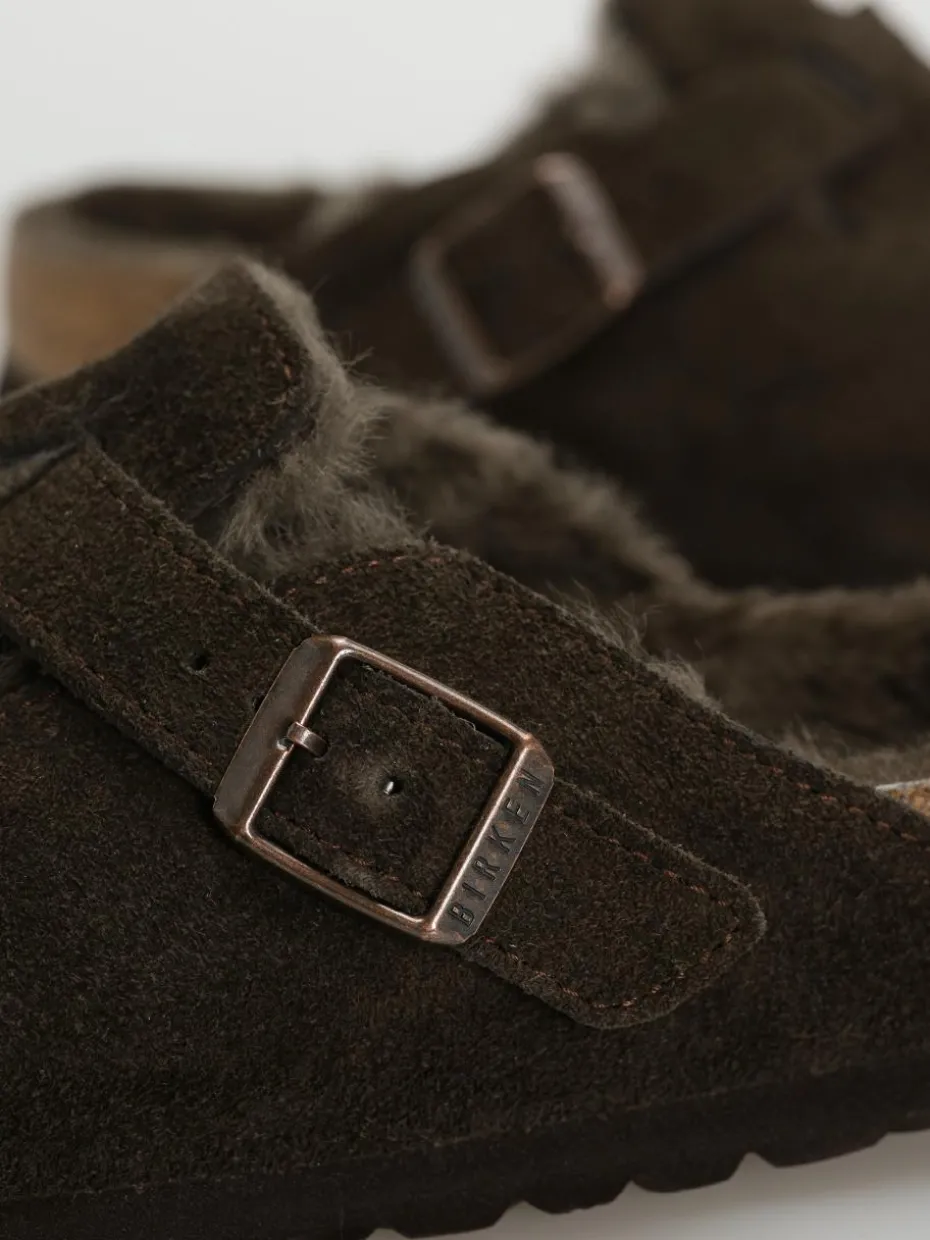 Birkenstock Boston Shearling Suede Leather Fur Narrow Wmn Flip Flops