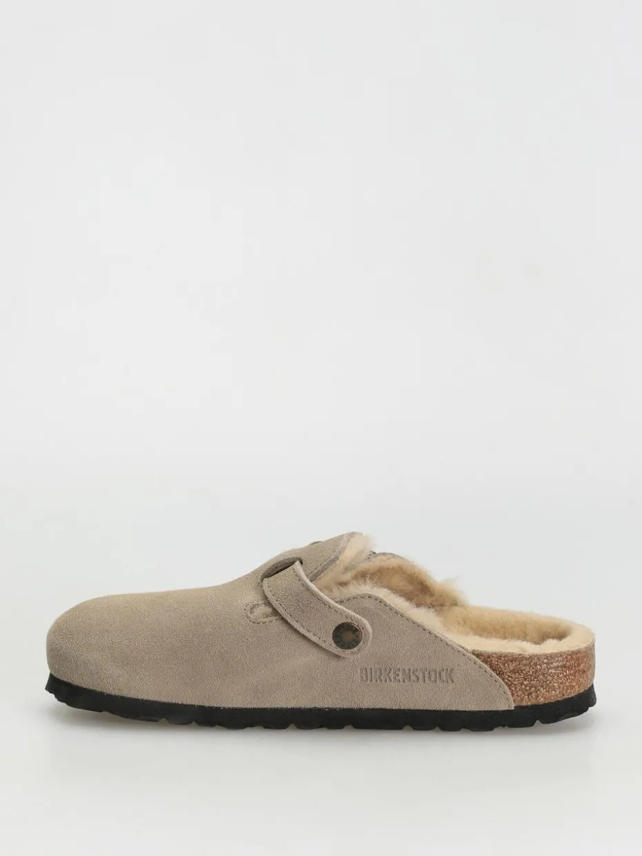 Birkenstock Boston Shearling Suede Leather Fur Narrow Wmn Flip Flops