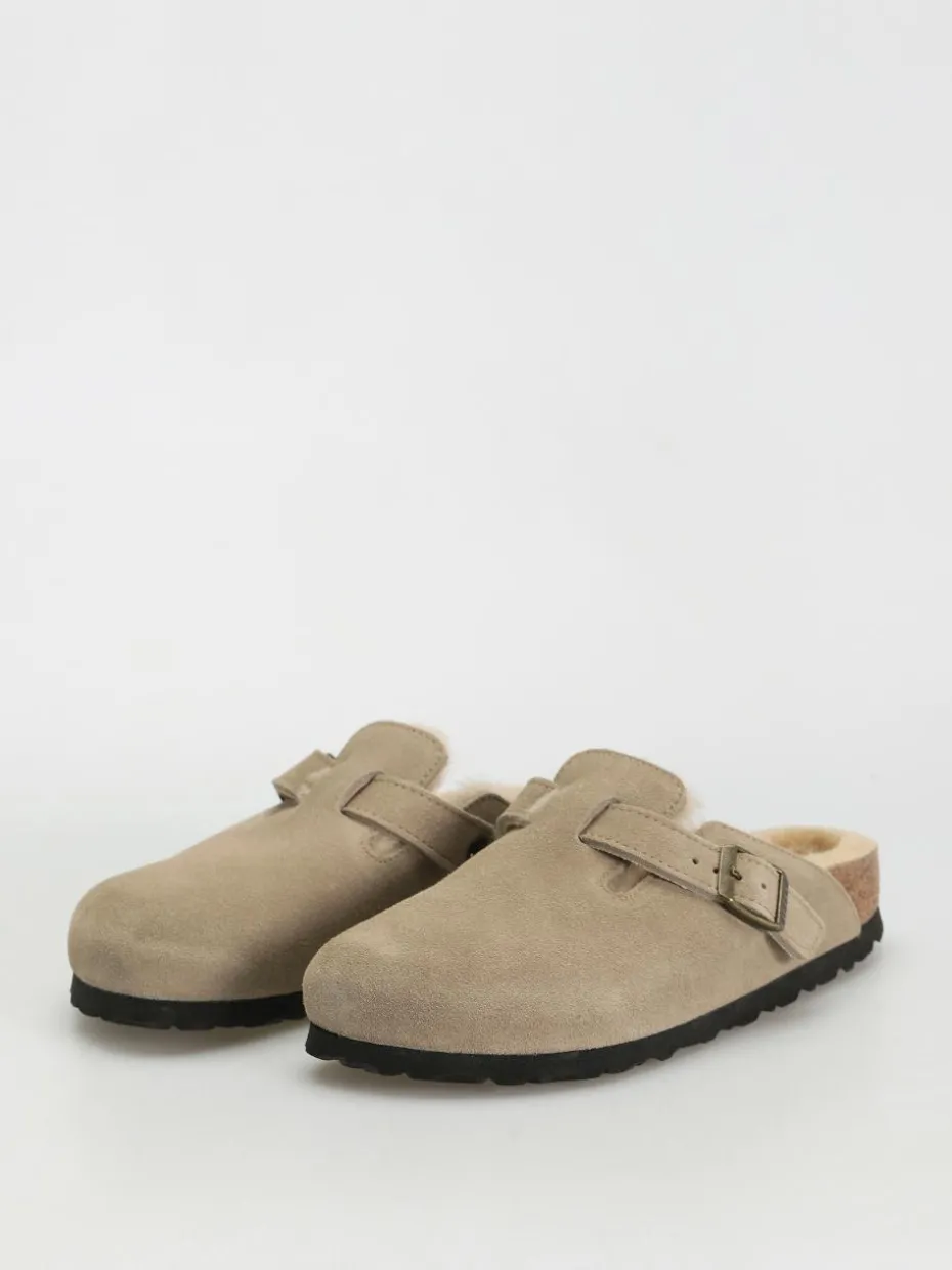 Birkenstock Boston Shearling Suede Leather Fur Narrow Wmn Flip Flops