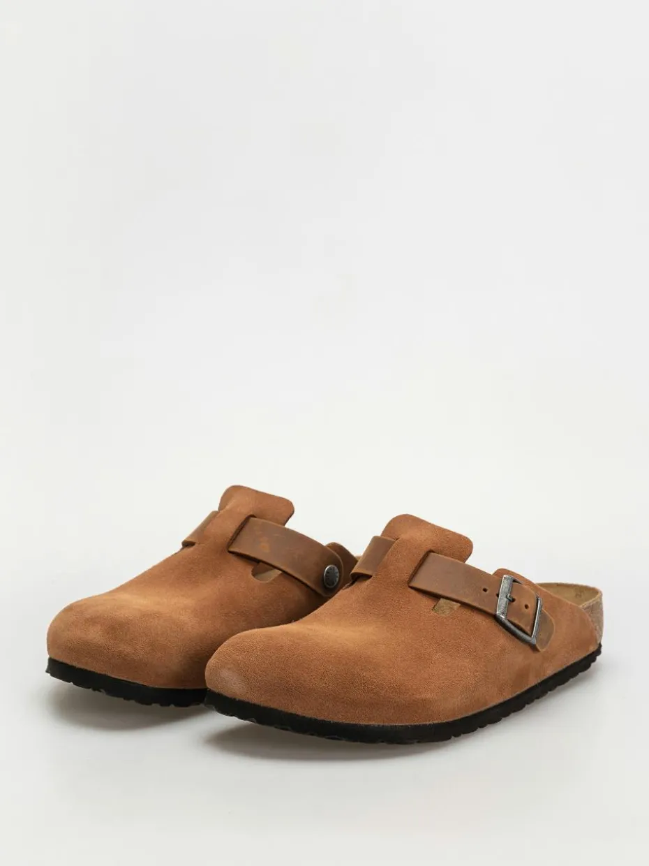 Birkenstock Boston Suede Oiled Leather Regular Flip Flops