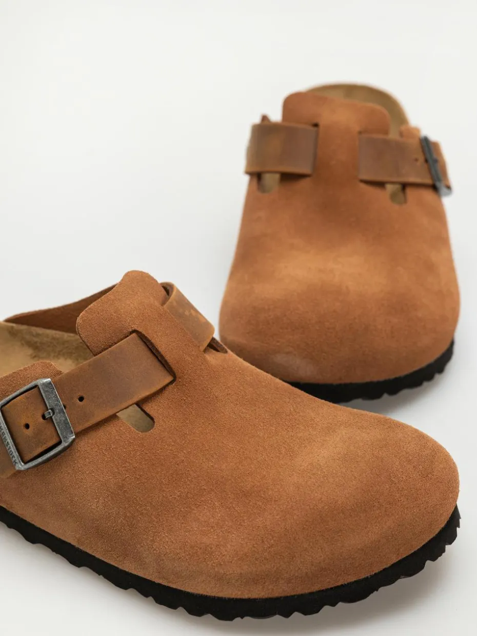 Birkenstock Boston Suede Oiled Leather Regular Flip Flops