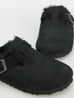 Birkenstock Boston VL Fell Suede Leather Fur Narrow Wmn Flip Flops