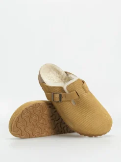 Birkenstock Boston VL Fell Suede Leather Fur Narrow Wmn Flip Flops