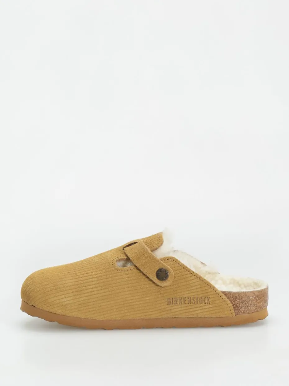 Birkenstock Boston VL Fell Suede Leather Fur Narrow Wmn Flip Flops