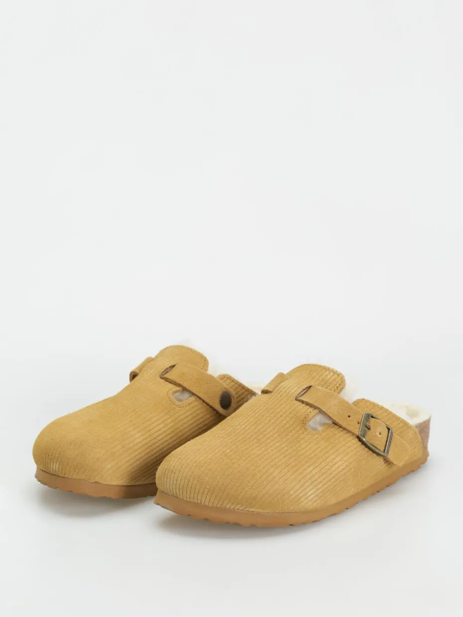 Birkenstock Boston VL Fell Suede Leather Fur Narrow Wmn Flip Flops