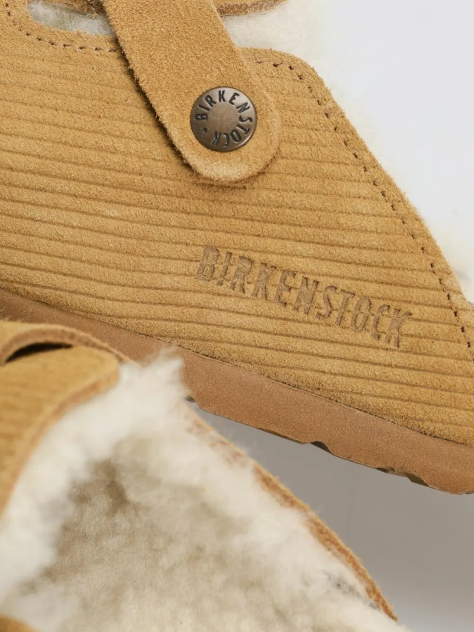 Birkenstock Boston VL Fell Suede Leather Fur Narrow Wmn Flip Flops