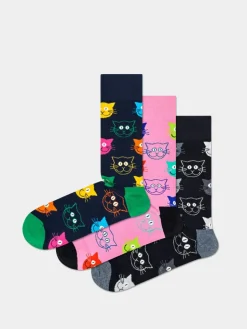 Happy Socks 3 Pack Mixed Cat Gift Set Socken